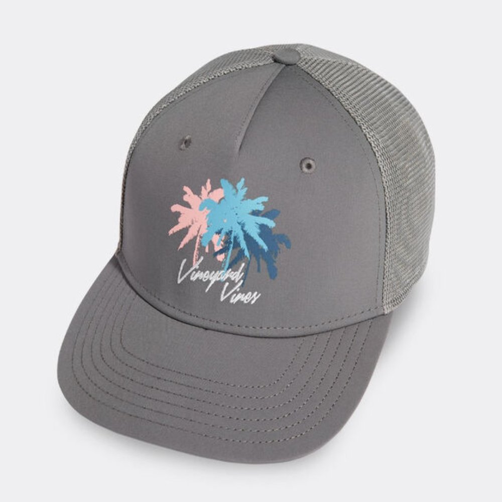 Vineyard Vines Palms Logo Performance Trucker Hat (Grey) (Snapback)